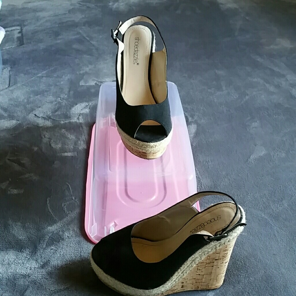 Black open toe heels